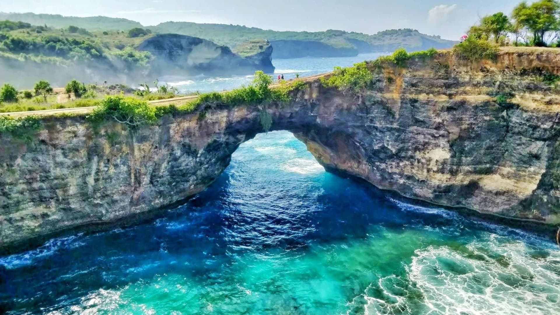 An image of a natural arch in Bali